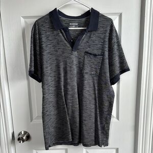 Express Blue and White Polo Shirt Casual Style